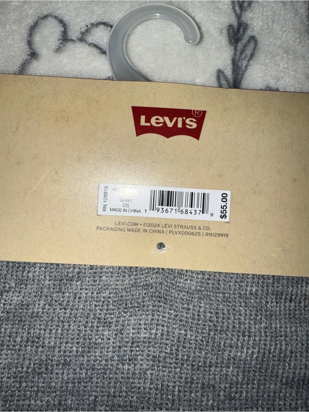 Levi's Men's Gray Knit Scarf with Black Trim